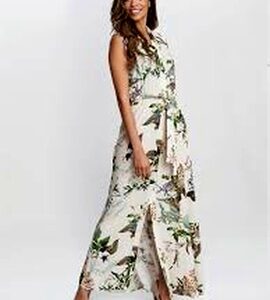 Floral Short-Sleeve Silk Chiffon Dress