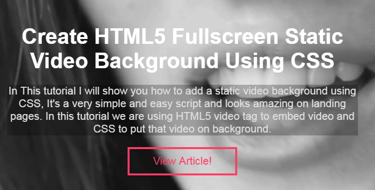 Create HTML5 Fullscreen Static Video Background Using CSS - PHP Lift