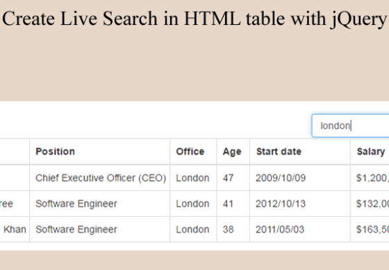 Create Live Search in HTML table with jQuery